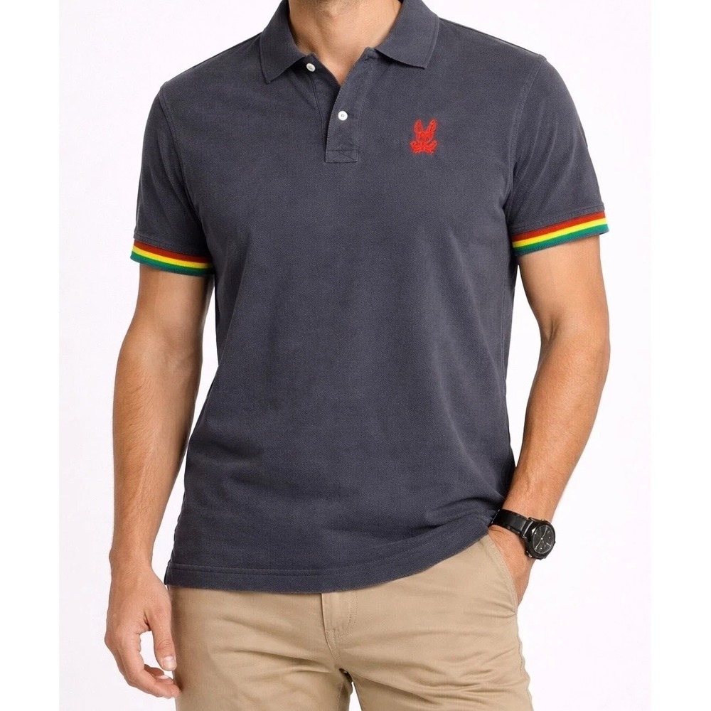 Psycho Bunny Cunard Polo Shirt Mens 8 Navy Performance Short Sleeve Collared
